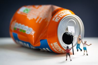 Tiny figures explore Irn-Bru cans in school project assisted by top photographer