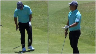 Tour Pro Drops Club On His Golf Ball During Final Round Of Crown Australian Open