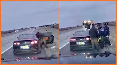 Highway patrol officer pulls up behind parked Camaro for what he thinks is simple traffic control-then finds himself doing something he never expected