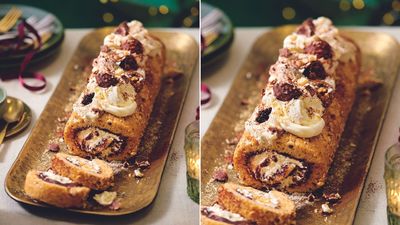 Chocolate and hazelnut roulade