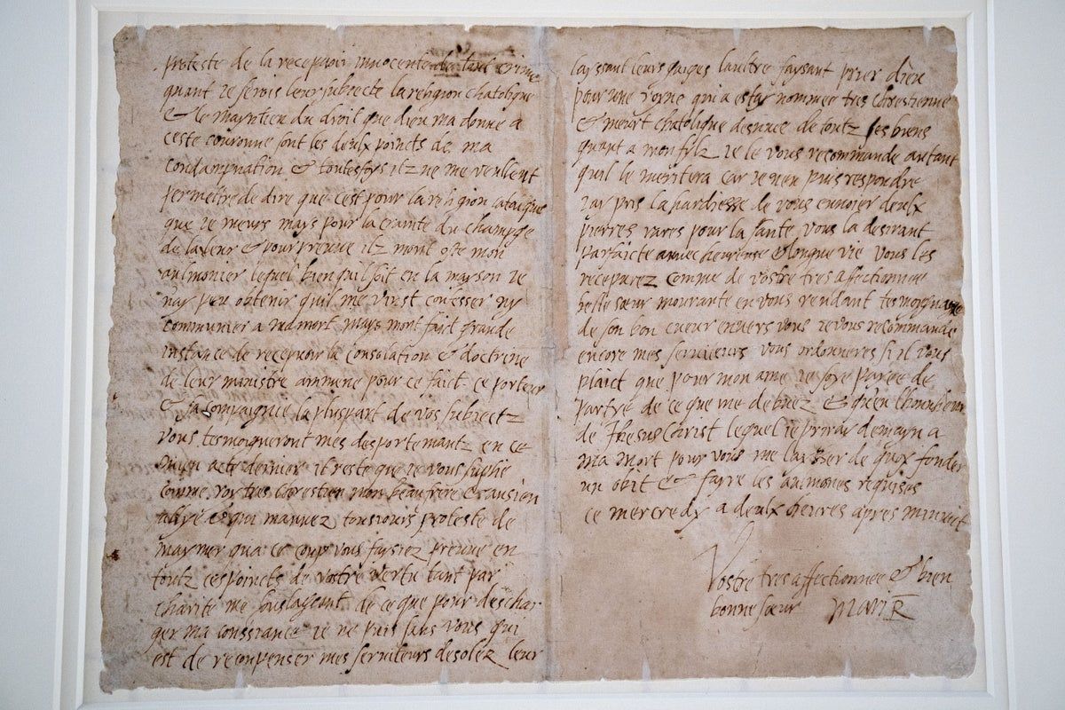 Written Scots Mary Queen of Scots’ final letter written hours before…
