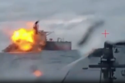 Ukrainian navy cripples Russian shadow fleet tanker with sea drone strike
