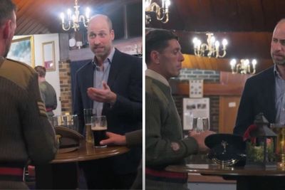 Prince William enjoys pint with troops at surprise Christmas party