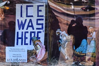 ‘The holy family is in hiding’: nativity scenes at US churches push back on ICE
