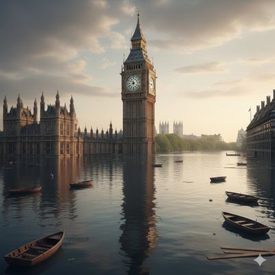 What a 6-metre sea-level rise would do to London's most iconic landmarks, as imagined by AI