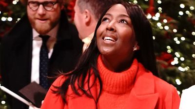Angellica Bell's cosy red ensemble serves as great wardrobe inspiration for Christmas Day outfit ideas