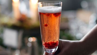 These Sloe Gin Pomegranate Cocktails are a Festive Spin on the Classic Bellini
