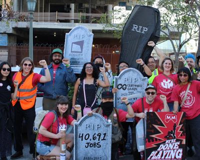 ‘Our industry has been strip-mined’: video game workers protest at The Game Awards