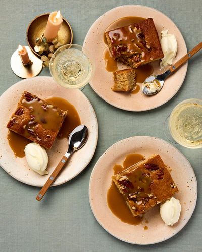 Georgina Hayden’s recipe for pear, sticky ginger and pecan pudding