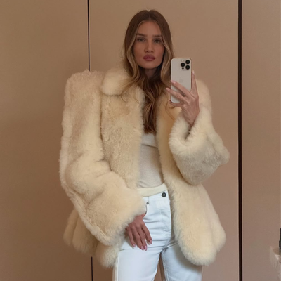 Wondering How to Style White Jeans for Winter? Just Follow Rosie Huntington-Whiteley's Lead