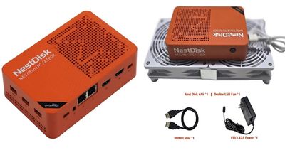 Is that your grandad's transistor radio? No, it's a 4-SSD NAS with two 2.5Gb LAN ports, 12GB RAM, and a cracking name — the orange-colored Youyeetoo NestDisk