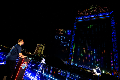 World’s biggest game of Tetris played out on 2,000 drones