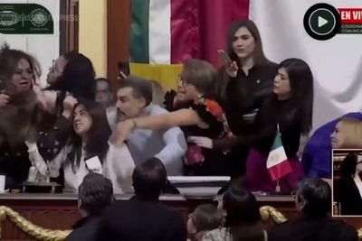 Lawmakers get into hair-pulling brawl in Mexico City Congress