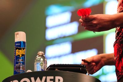 Jurjen van der Velde comes prepared for battle with Ally Pally wasp