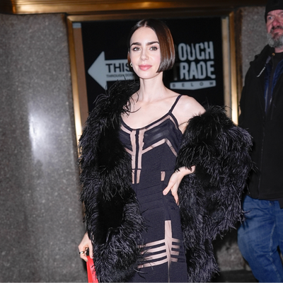 Lily Collins's Extra Sleek Bixie Is Parisian Glam Personified