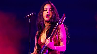 "It's cut so that you can have boobs and play guitar, which is so awesome": Olivia Rodrigo explains why she loves playing her custom Ernie Ball Music Man St Vincent Goldie signature model