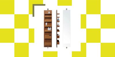 This Revolving Bathroom Mirror Lets You Adjust Your Angles (and Discreetly Disguises Some Serious Storage)