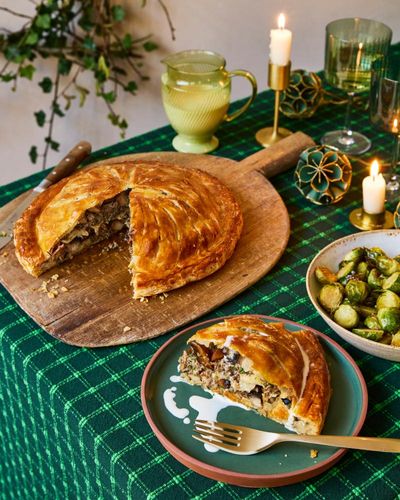 A meat-free Christmas: Chantelle Nicholson’s French mushroom pie, caramelised pear pud and more