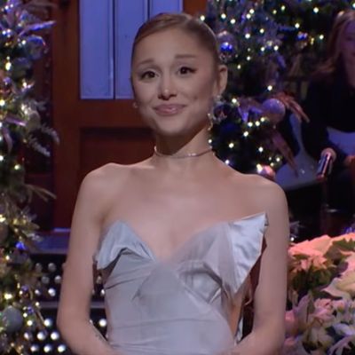 Ariana Grande Styles Vintage Vivienne Westwood Bridal Couture for the 'SNL' Christmas Episode