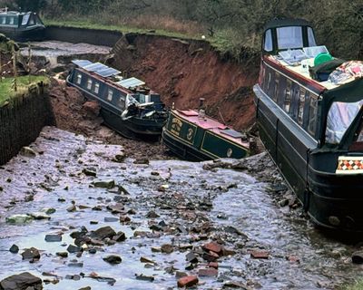 Man describes narrow escape after boats pulled into giant hole on Shropshire canal