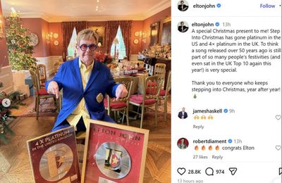 Elton John's early Christmas present as Step Into Christmas goes platinum in US
