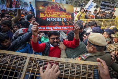 Hundreds protest outside Bangladesh embassy in Delhi as tensions soar over Hindu man’s death