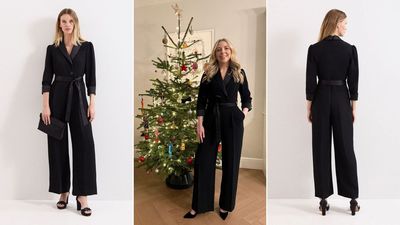 I always get compliments on this easy-to-wear tuxedo jumpsuit - it's perfect for any New Year's Eve plans