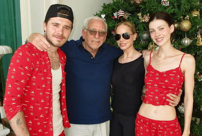 Brooklyn Beckham poses with in-laws amid feud with David and Victoria
