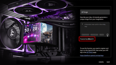 Thermaltake's new AIO cooler requires paid OpenAI subscription to generate custom backgrounds for $0.04 per prompt — "AI Forge" feature taps into OpenAI's platform and JiMeng