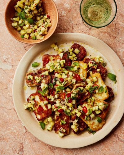 Rukmini Iyer’s quick and easy party platter recipes: halloumi with pineapple salsa and za’atar carrots with labneh