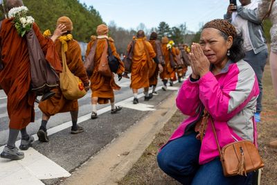 Buddhist monks and their ‘peace dog’ are walking across the US and captivating the nation along the way