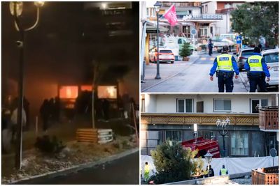 Terrifying moment fire spreads through ceiling of Swiss ski resort bar as tragedy leaves 'around 40' dead