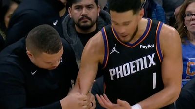 Devin Booker Got a Technical Foul Arguing No-Call That Left Him Bleeding
