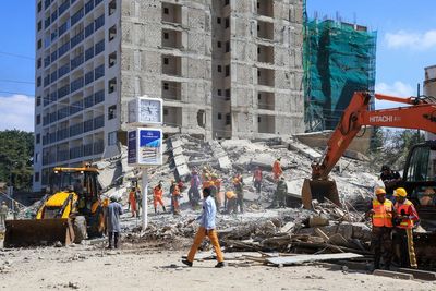 A tall building under construction collapses in Nairobi, with 4 believed to be trapped