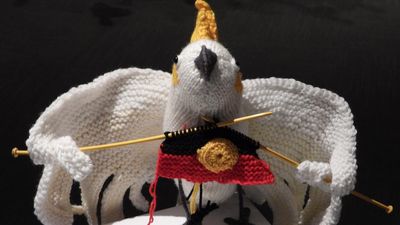 Birds of a feather knitted together by rural artist