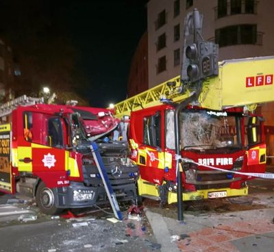 Six firefighters rushed to hospital after two fire engines crash in central London