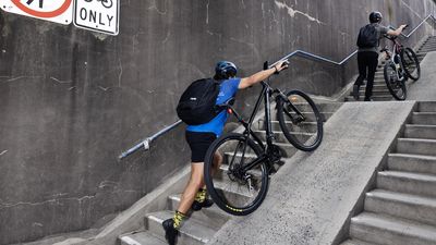 Stairs shown door as bike ramp opens on famous bridge