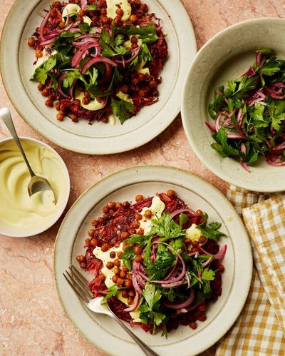 Kenji Morimoto’s recipe for root vegetable rösti with crisp chickpeas