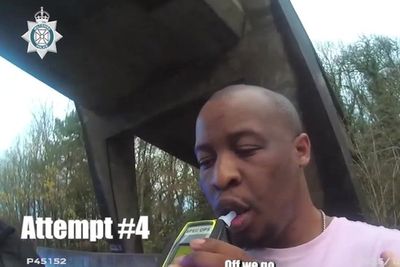 Drink driver filmed trying to complete breathalyser test eight times