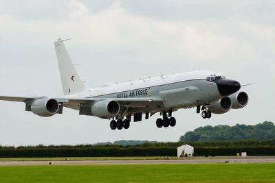 RAF spy plane flies over path of oil tanker pursued by America through Atlantic