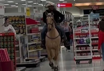 'Get Out!' Texas Man Goes Viral and Sparks Outrage After Riding a Horse Into a Target Store — Leaving Trail of Poop