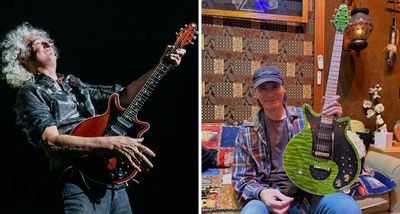 “I saw the Red Special. I pointed and said, ‘Is that it?’ Brian said, ‘Yup. Want to try it?’” Steve Vai says he once played Brian May’s guitar “like a baby giraffe on roller skates” – now the Queen icon has gifted him his own custom ‘Green’ Red Special