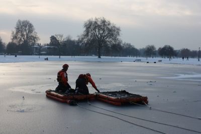 Two children rescued from frozen pond in east London - as new amber cold weather warning is issued