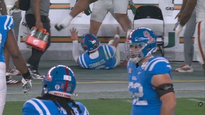 Refs Ignored Roughing the Passer as Miami Player Shoves Trinidad Chambliss Into Bench