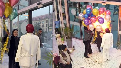 Cake sparklers set off hydrogen Balloon Fireball during Birthday surprise in Bukhara