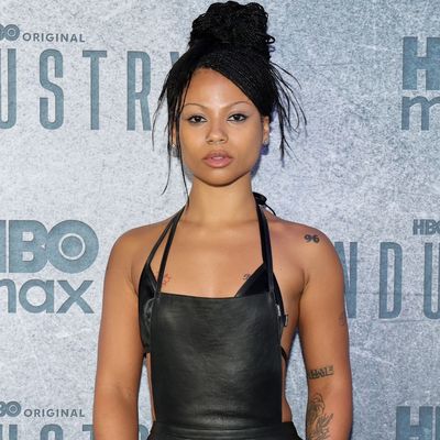 Myha'la Arrives at the 'Industry' Season 4 Premiere Ready to Work in a Miu Miu Apron Dress