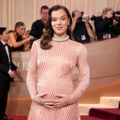 Hailee Steinfeld Launches Her Maternity Style Era in an Embellished Pink Prada Dress