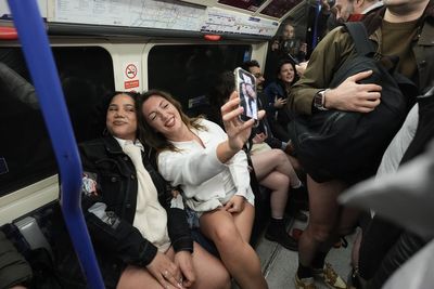 Londoners strip down for annual No Trousers Tube Ride