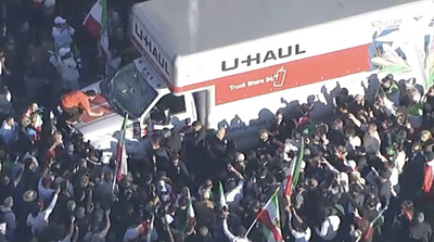 U-Haul With 'Don't Repeat 1953' Iran Coup Slogan Ploughs Through Protesters in LA, Injuring Several