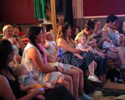 Chaos, crying and poo explosions: baby-friendly comedy clubs take off in Britain